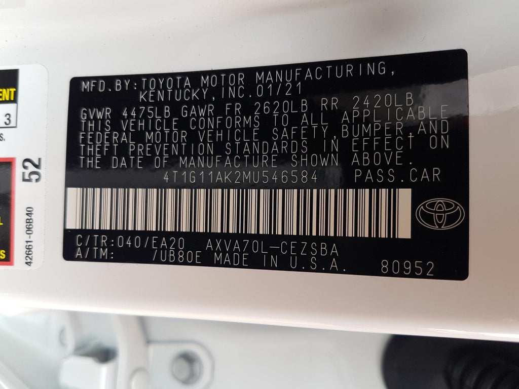 2021 TOYOTA CAMRY SE - 4T1G11AK2MU546584