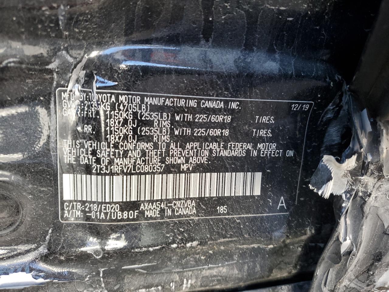 2020 TOYOTA RAV4 ADVEN - 2T3J1RFV7LC080357