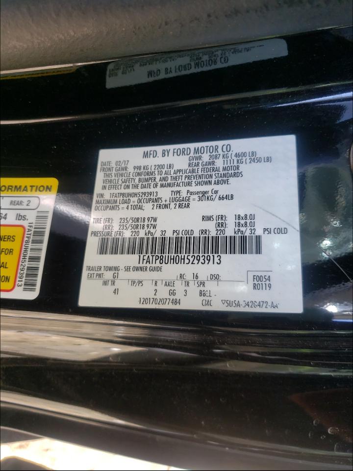 2017 FORD MUSTANG - 1FATP8UH0H5293913