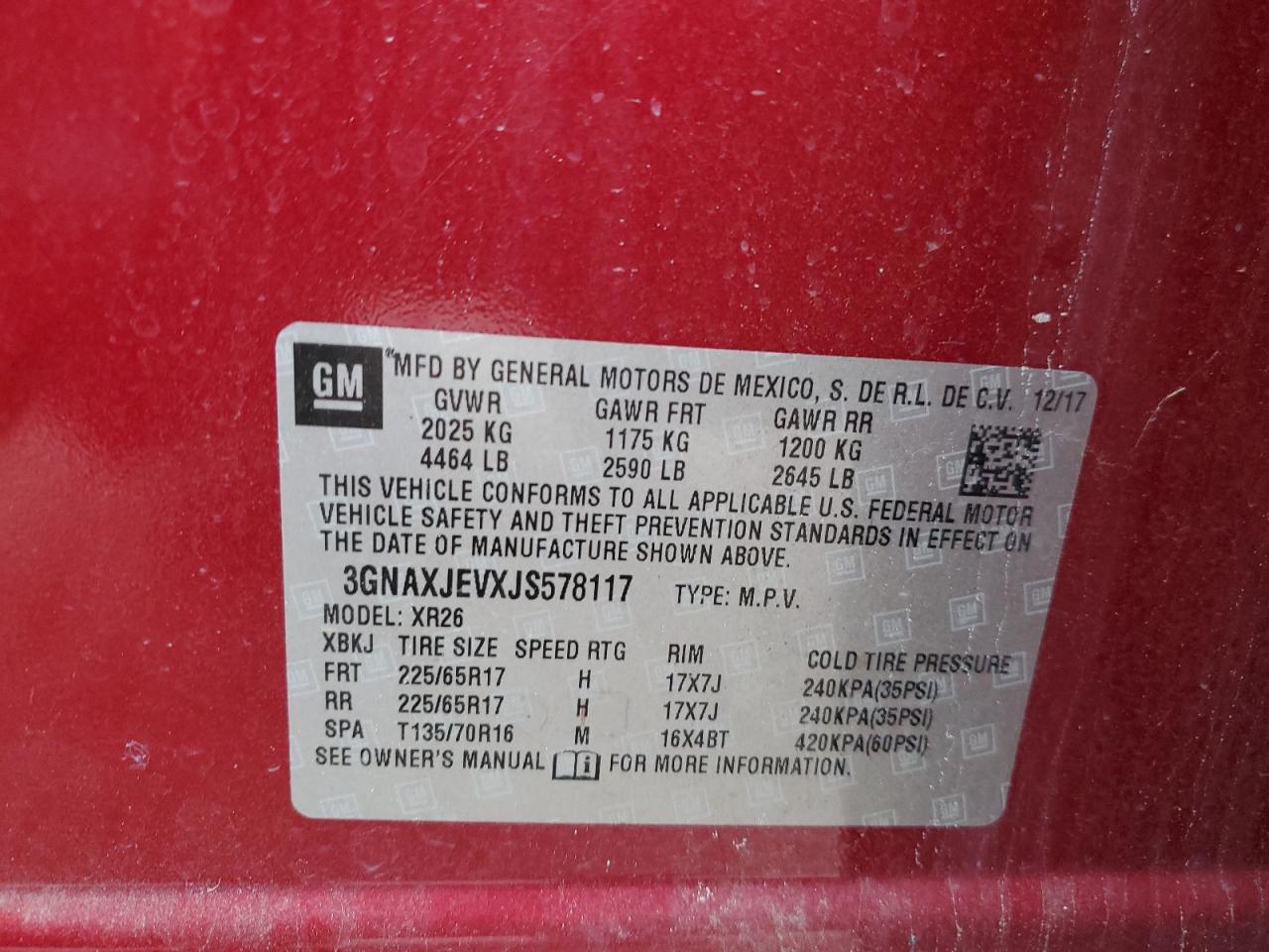 2018 CHEVROLET EQUINOX LT - 3GNAXJEVXJS578117