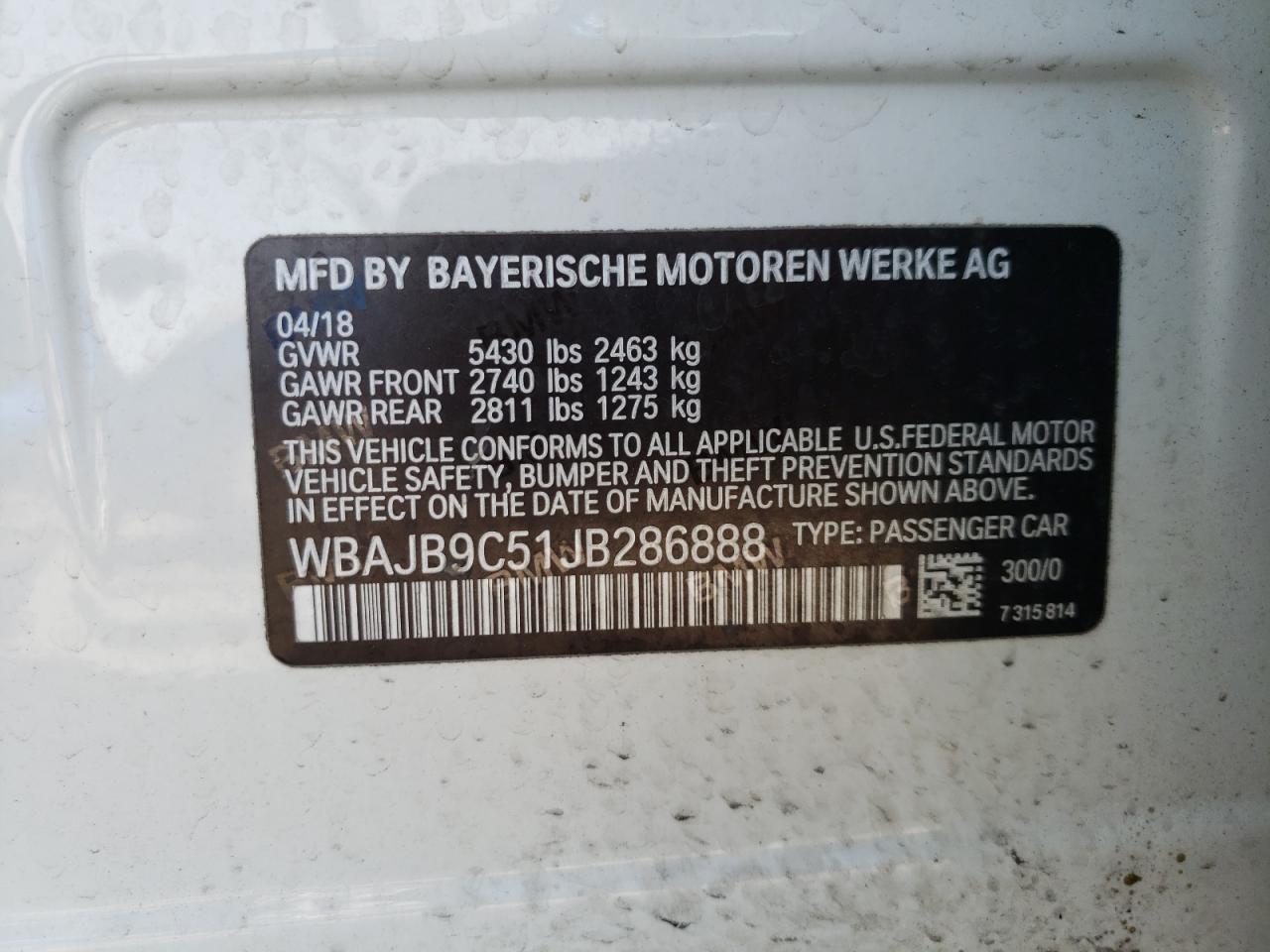 2018 BMW M550XI - WBAJB9C51JB286888