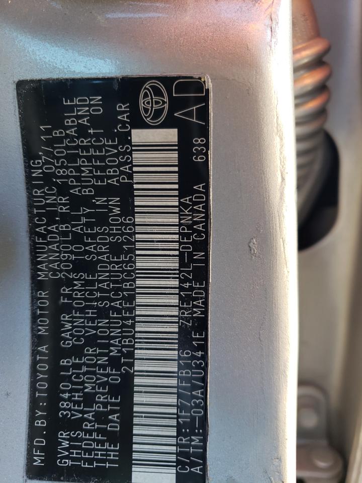 2011 TOYOTA COROLLA BA - 2T1BU4EE1BC651266