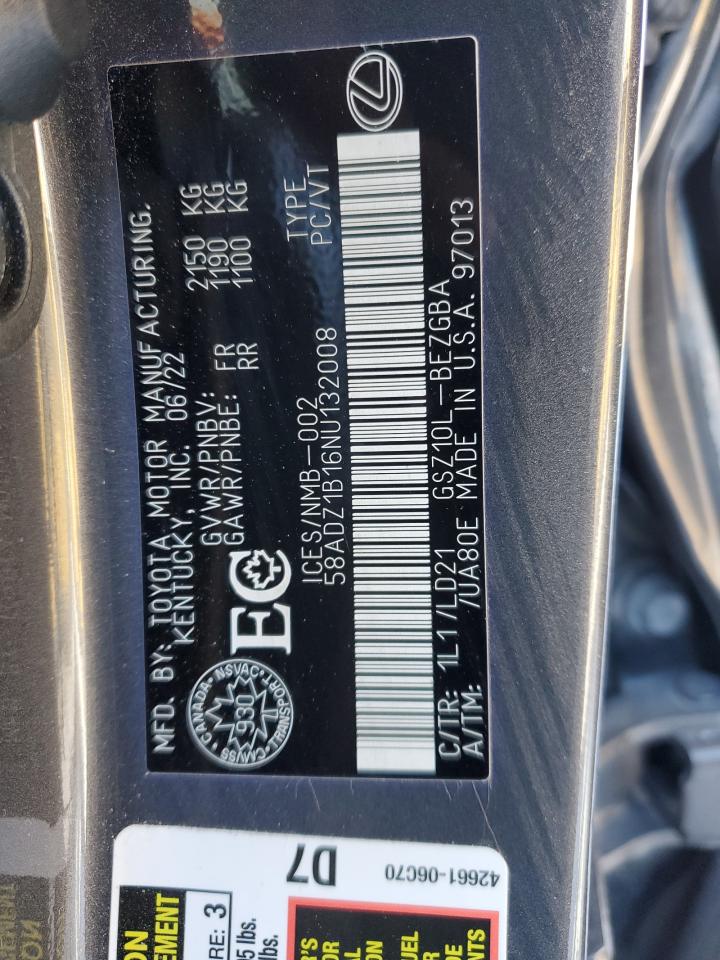 2022 LEXUS ES 350 BAS - 58ADZ1B16NU132008