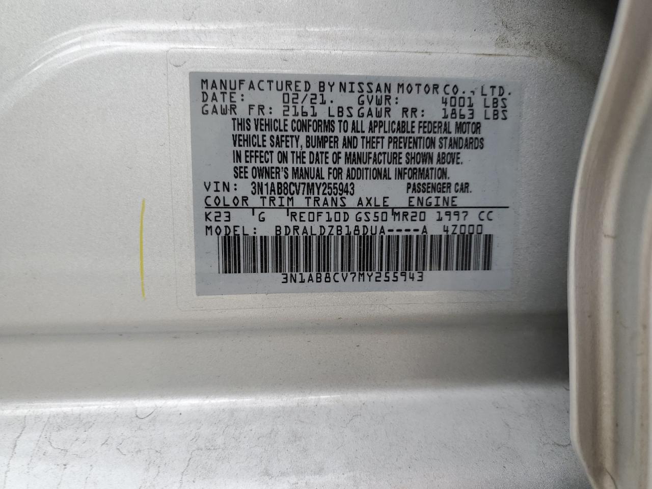 2021 NISSAN SENTRA SV - 3N1AB8CV7MY255943