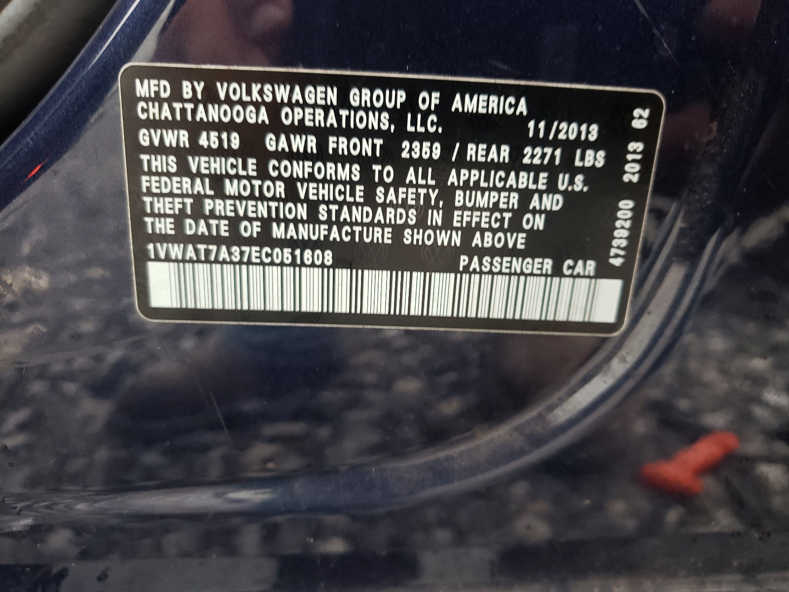 2014 VOLKSWAGEN PASSAT S - 1VWAT7A37EC051608