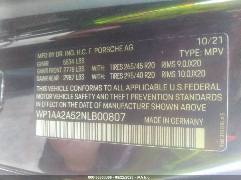2022 Porsche Macan - WP1AA2A52NLB00807